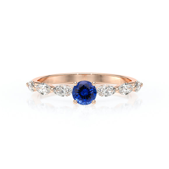 Solitaire accompagné saphir diamant Solstice - 5