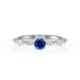 Solitaire accompagné saphir diamant Solstice - 5