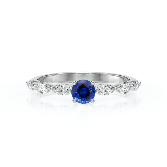 Solitaire accompagné saphir diamant Solstice - 5