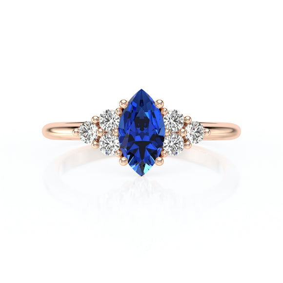Solitaire accompagné saphir et diamant Divine Idylle - 11
