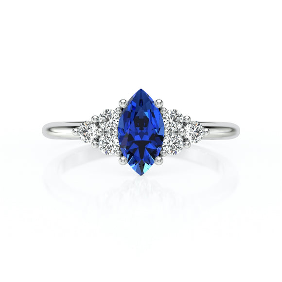Solitaire accompagné saphir et diamant Divine Idylle - 11