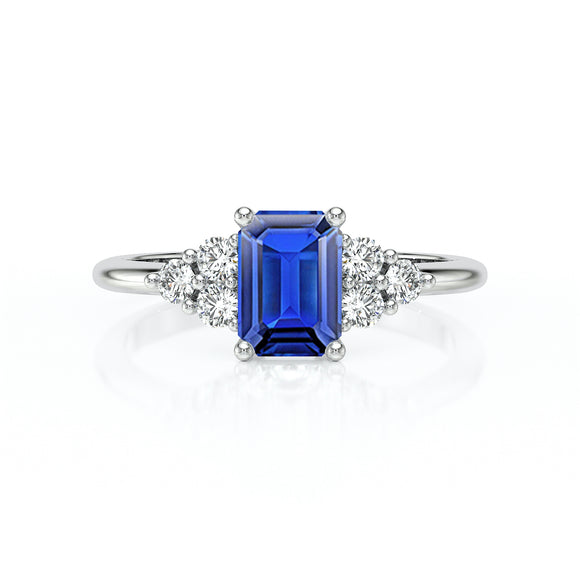 Solitaire accompagné saphir et diamant Divine Idylle - 12