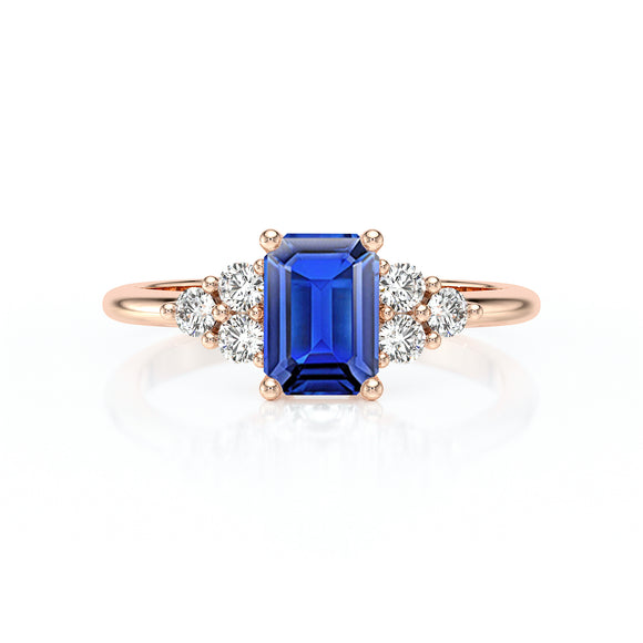 Solitaire accompagné saphir et diamant Divine Idylle - 12