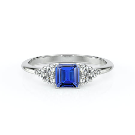 Solitaire accompagné saphir et diamant Divine Idylle - 25