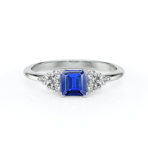 Solitaire accompagné saphir et diamant Divine Idylle - 25