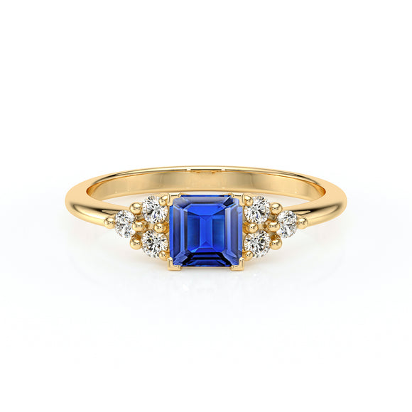 Solitaire accompagné saphir et diamant Divine Idylle - 25