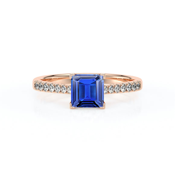 Solitaire accompagné saphir et diamant Divine Idylle - 27