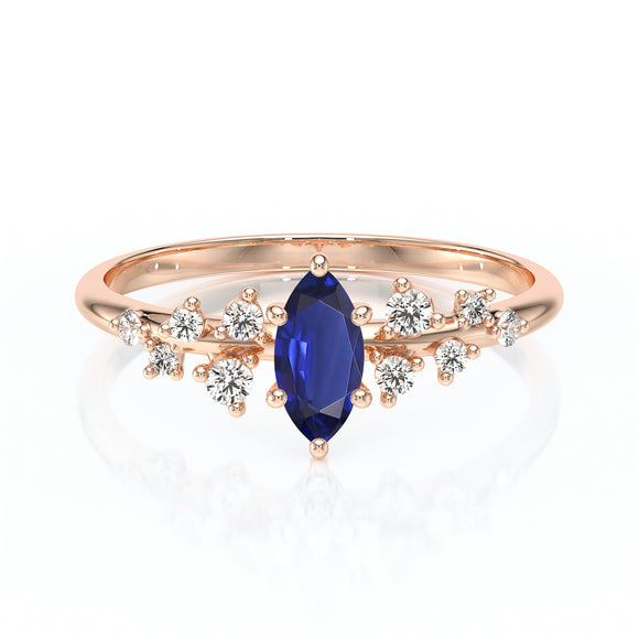 Solitaire accompagné saphir et diamant Pluie d'étoiles - 12