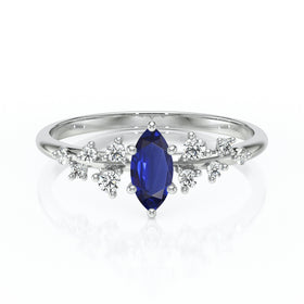 Solitaire accompagné saphir et diamant Pluie d'étoiles - 12