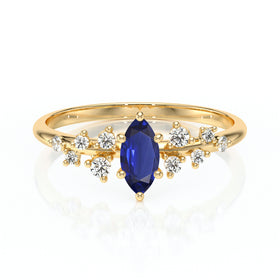 Solitaire accompagné saphir et diamant Pluie d'étoiles - 12