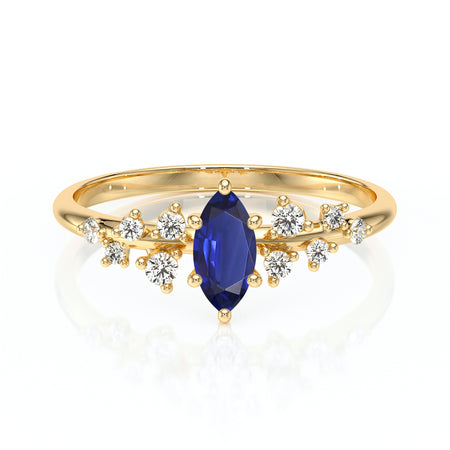 Solitaire accompagné saphir et diamant Pluie d'étoiles - 12