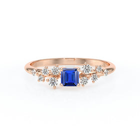 Solitaire accompagné saphir et diamant Pluie d'étoiles - 13