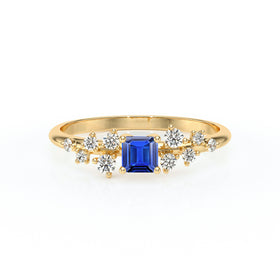 Solitaire accompagné saphir et diamant Pluie d'étoiles - 13