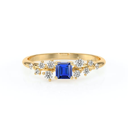 Solitaire accompagné saphir et diamant Pluie d'étoiles - 13