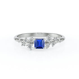 Solitaire accompagné saphir et diamant Pluie d'étoiles - 13