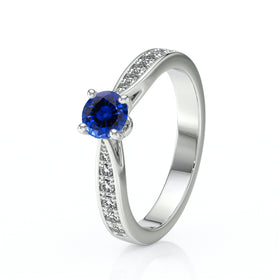 Solitaire accompagné saphir et diamant Pluie d’étoiles - 15