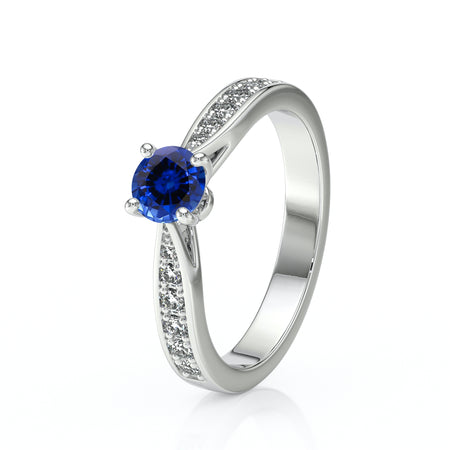 Solitaire accompagné saphir et diamant Pluie d’étoiles - 15