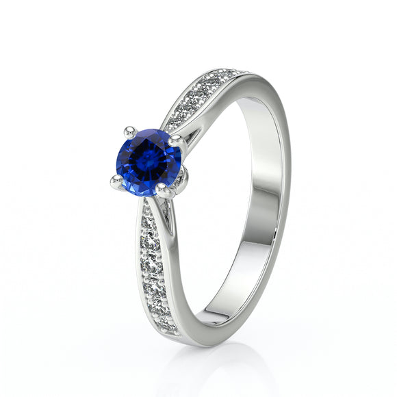 Solitaire accompagné saphir et diamant Pluie d’étoiles - 15
