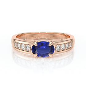 Solitaire accompagné saphir et diamant Pluie d’étoiles - 16