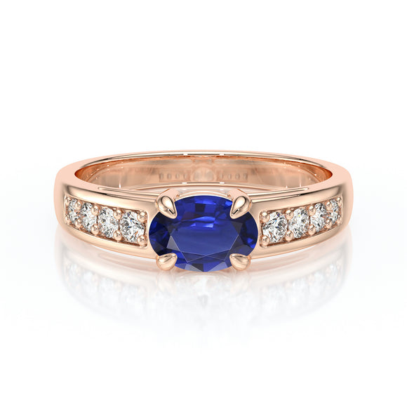 Solitaire accompagné saphir et diamant Pluie d’étoiles - 16