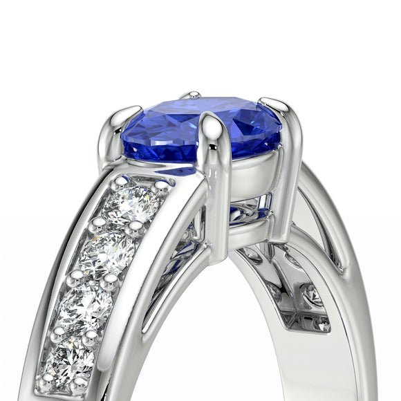 Solitaire accompagné saphir et diamant Pluie d’étoiles - 16