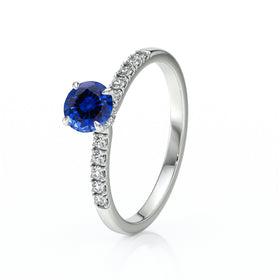 Solitaire accompagné saphir et diamant Pluie d’étoiles - 17