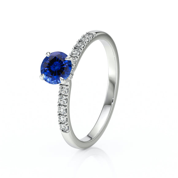 Solitaire accompagné saphir et diamant Pluie d’étoiles - 17