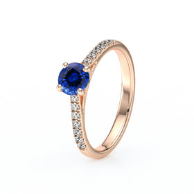 Solitaire accompagné saphir et diamant Pluie d’étoiles - 19