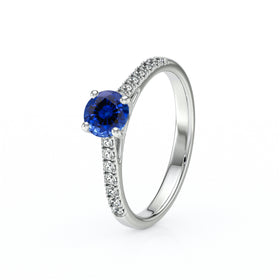 Solitaire accompagné saphir et diamant Pluie d’étoiles - 19
