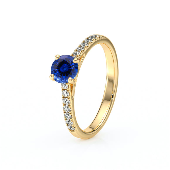 Solitaire accompagné saphir et diamant Pluie d’étoiles - 19