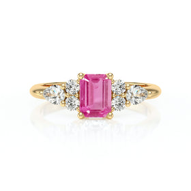 Solitaire accompagné saphir rose diamant Divine Idylle - 10