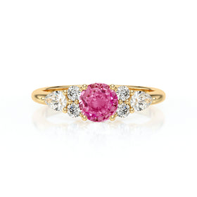 Solitaire accompagné saphir rose diamant Divine Idylle - 13