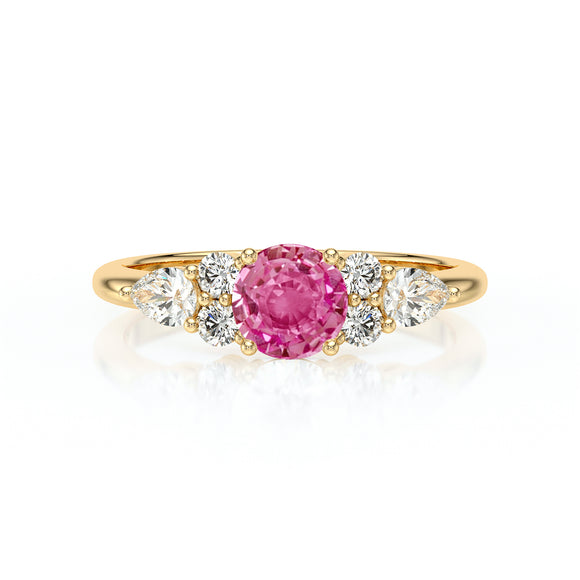 Solitaire accompagné saphir rose diamant Divine Idylle - 13