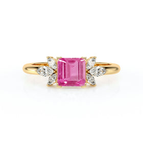 Solitaire accompagné saphir rose diamant Divine Idylle - 15