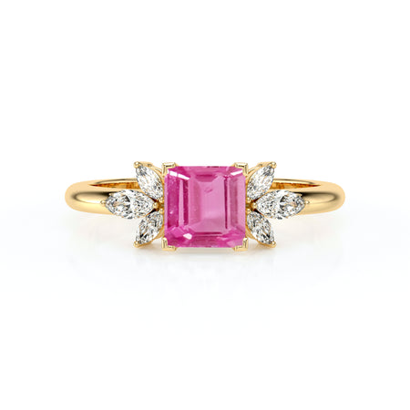 Solitaire accompagné saphir rose diamant Divine Idylle - 15