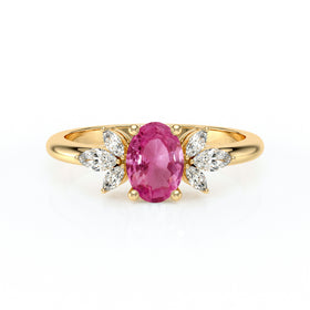 Solitaire accompagné saphir rose diamant Divine Idylle - 16