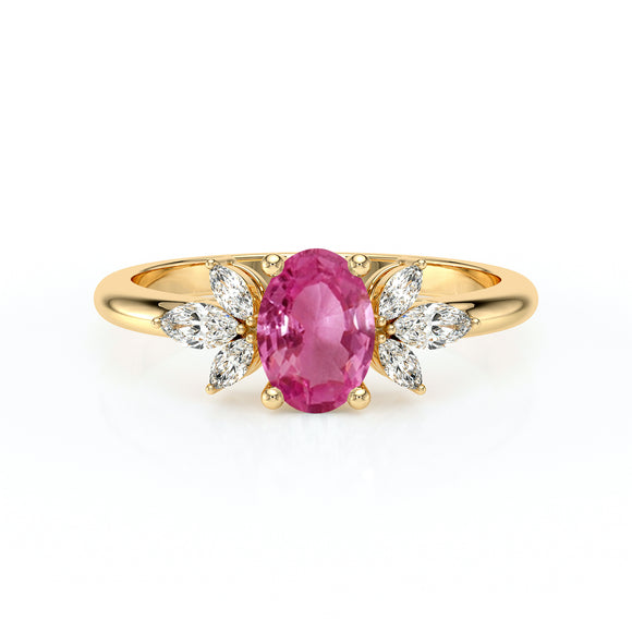 Solitaire accompagné saphir rose diamant Divine Idylle - 16