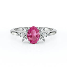 Solitaire accompagné saphir rose diamant Divine Idylle - 16