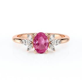Solitaire accompagné saphir rose diamant Divine Idylle - 16