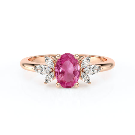 Solitaire accompagné saphir rose diamant Divine Idylle - 16