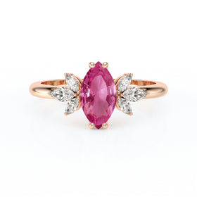 Solitaire accompagné saphir rose diamant Divine Idylle - 17