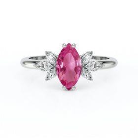 Solitaire accompagné saphir rose diamant Divine Idylle - 17
