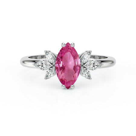 Solitaire accompagné saphir rose diamant Divine Idylle - 17