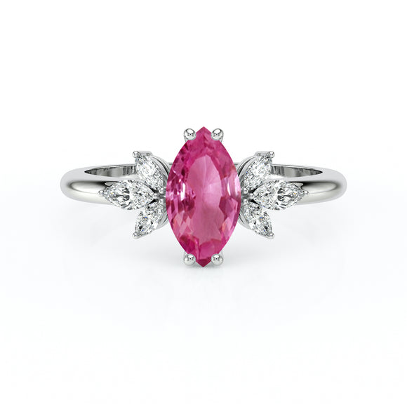 Solitaire accompagné saphir rose diamant Divine Idylle - 17