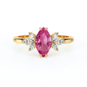 Solitaire accompagné saphir rose diamant Divine Idylle - 17
