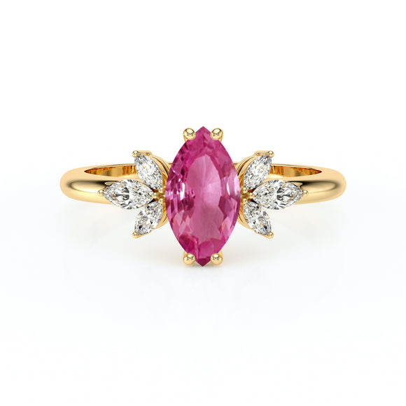 Solitaire accompagné saphir rose diamant Divine Idylle - 17