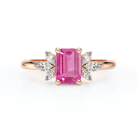 Solitaire accompagné saphir rose diamant Divine Idylle - 18