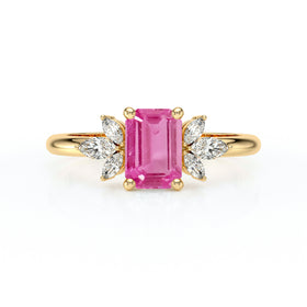 Solitaire accompagné saphir rose diamant Divine Idylle - 18