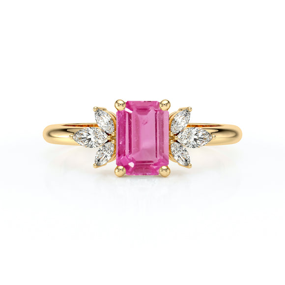 Solitaire accompagné saphir rose diamant Divine Idylle - 18