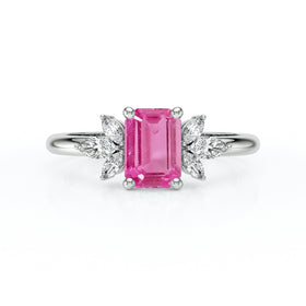 Solitaire accompagné saphir rose diamant Divine Idylle - 18